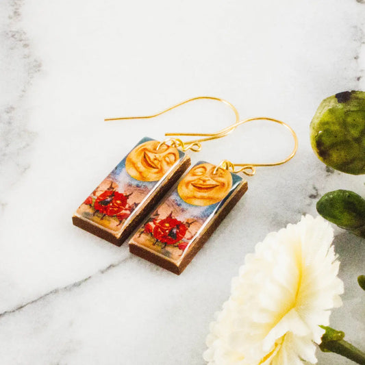 Halloween Witches + Moon Rectangle Earrings