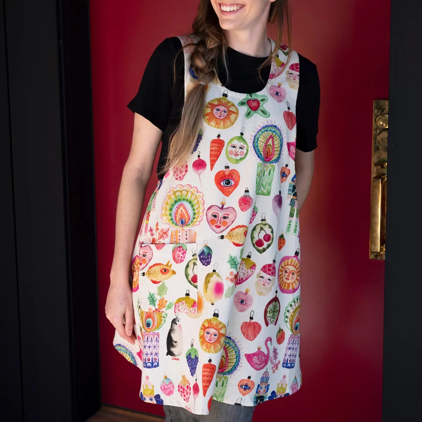 Happy Ornaments Pinafore Apron by Betsy St. Clair