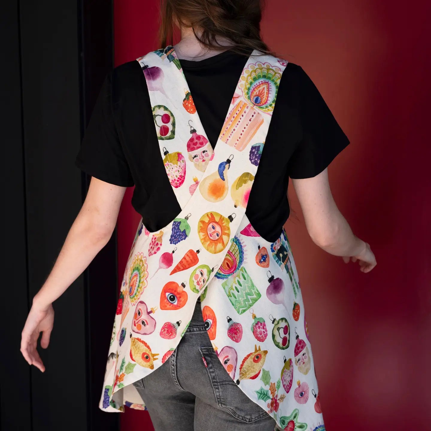 Happy Ornaments Pinafore Apron by Betsy St. Clair