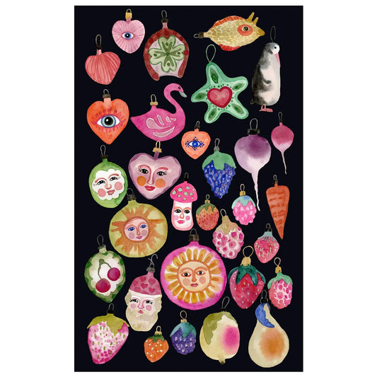 Happy Ornaments Tea Towel by Betsy St. Clair