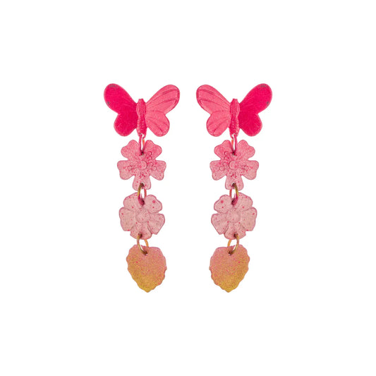 Haru Pink Hand-Painted Brass Earrings