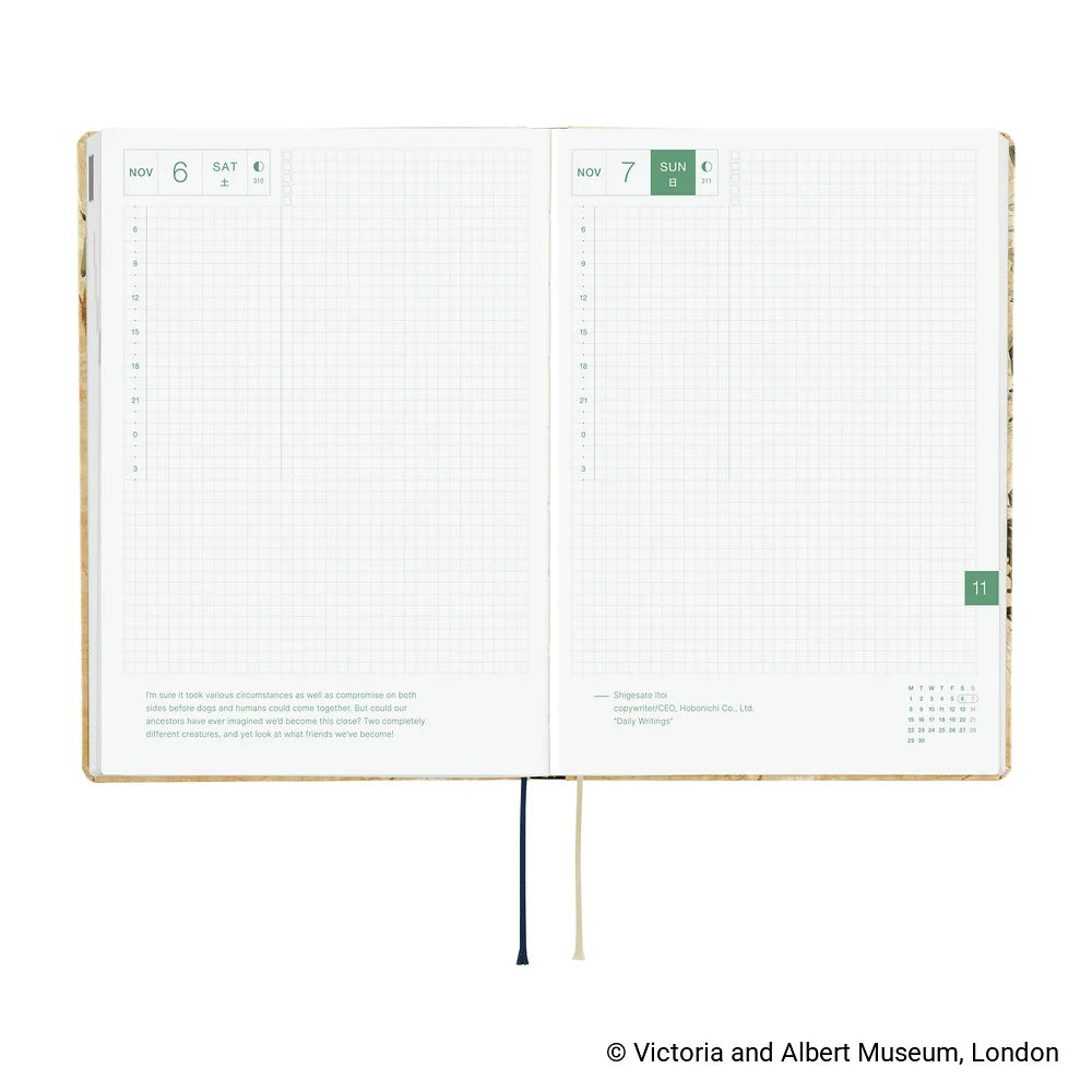 Hobonichi 2027 Planner / Hon A5 V&A Series / Vine