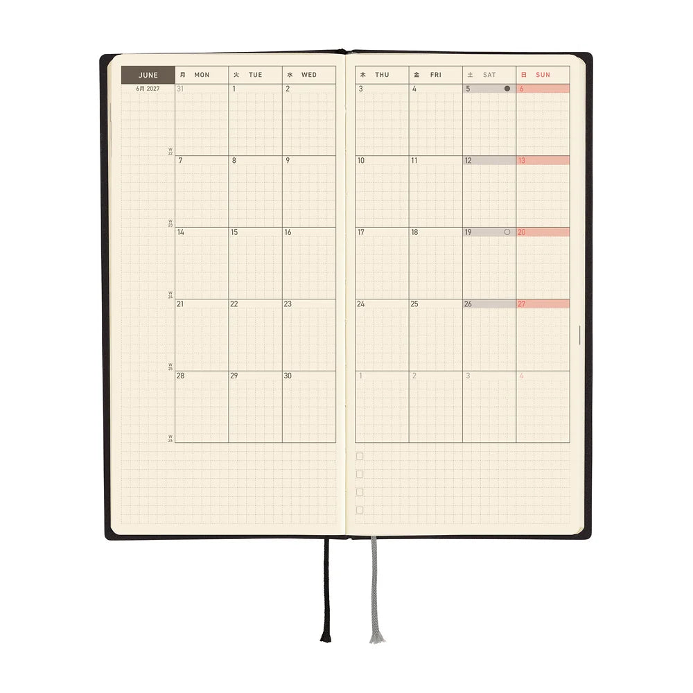Hobonichi 2027 Planner / Weeks Black White Line