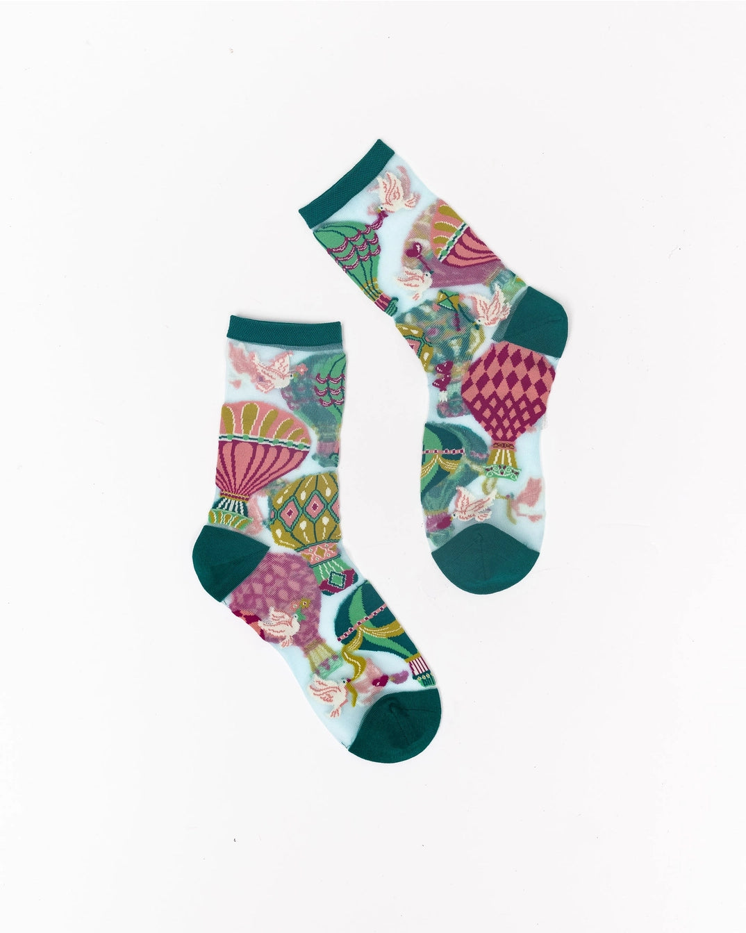 Hot Air Balloon Shimmer Sheer Crew Socks