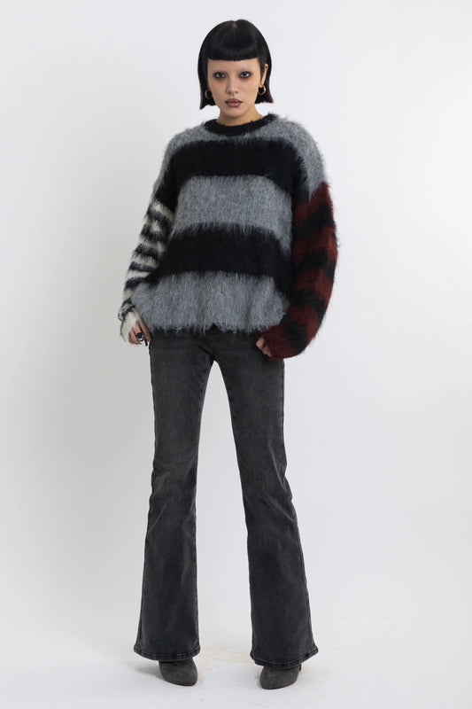 Humbug Black & Grey Striped Sweater by Ragged Priest