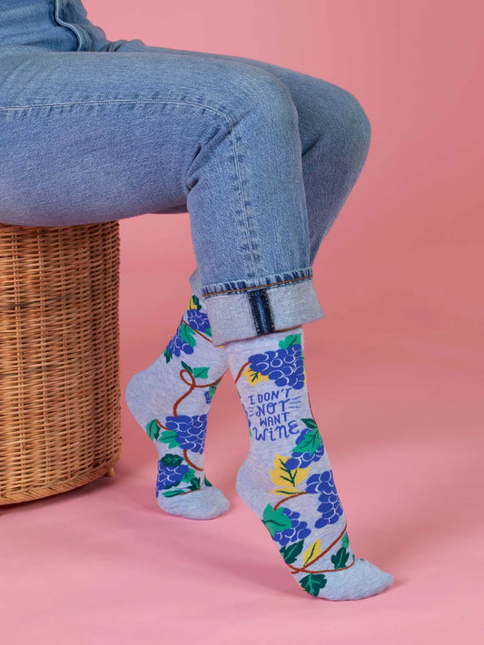I Don't Not Want Wine Crew Socks