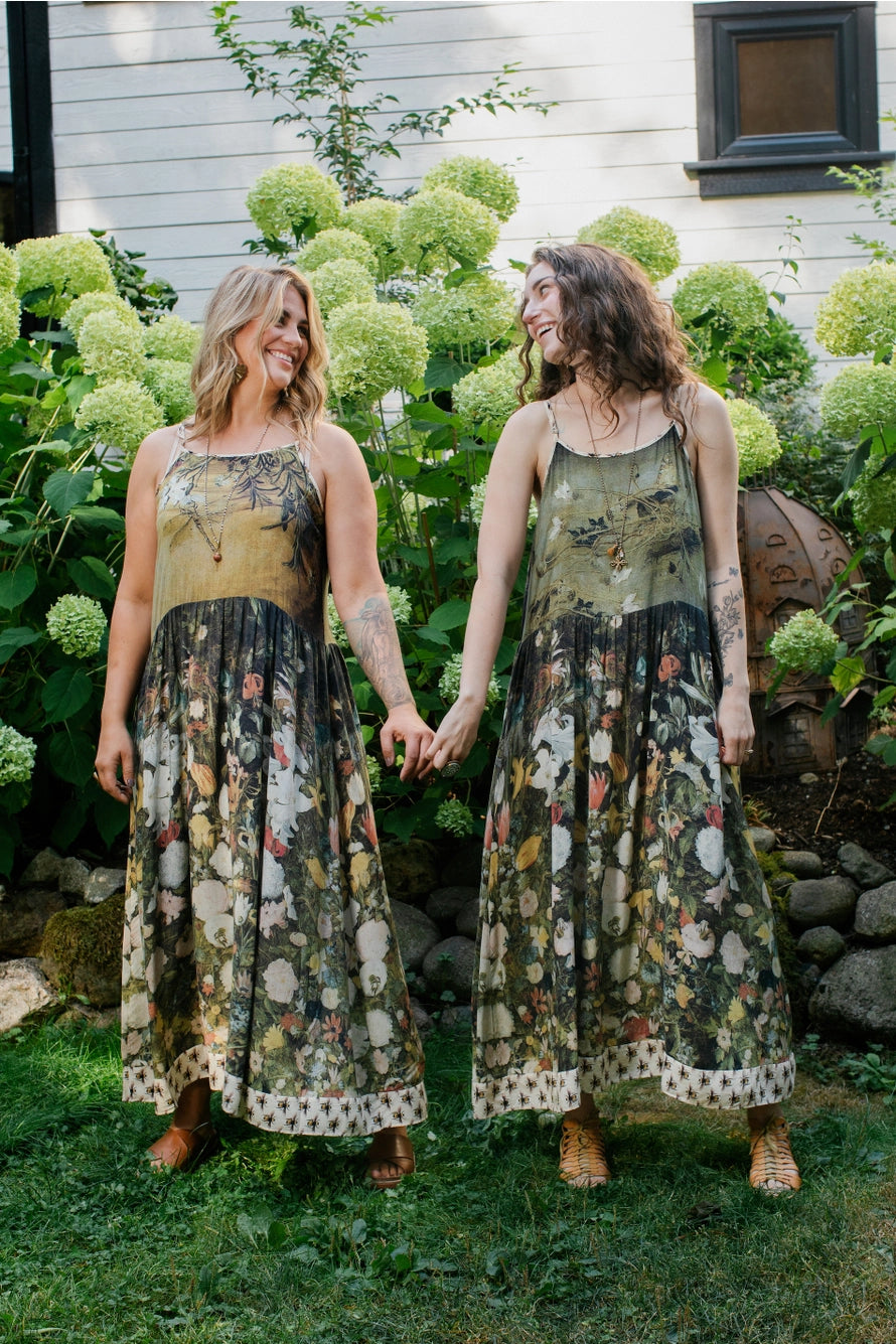 I Dream in Flowers Slip Dress with Bees