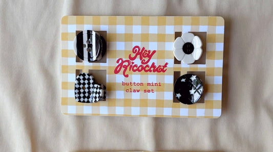 Black & White Button Mini Claw Set