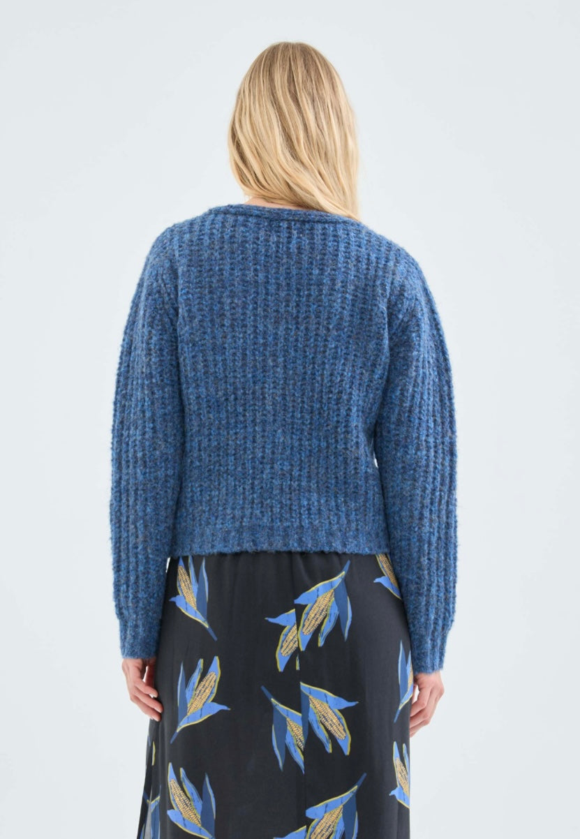 Thick Blue Knit Cardigan