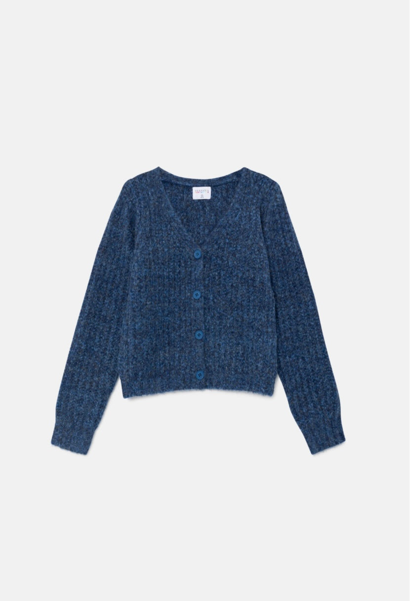 Thick Blue Knit Cardigan