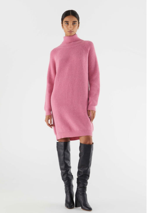 Pink Turtleneck Sweater Dress