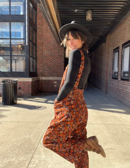Fall Floral Overalls