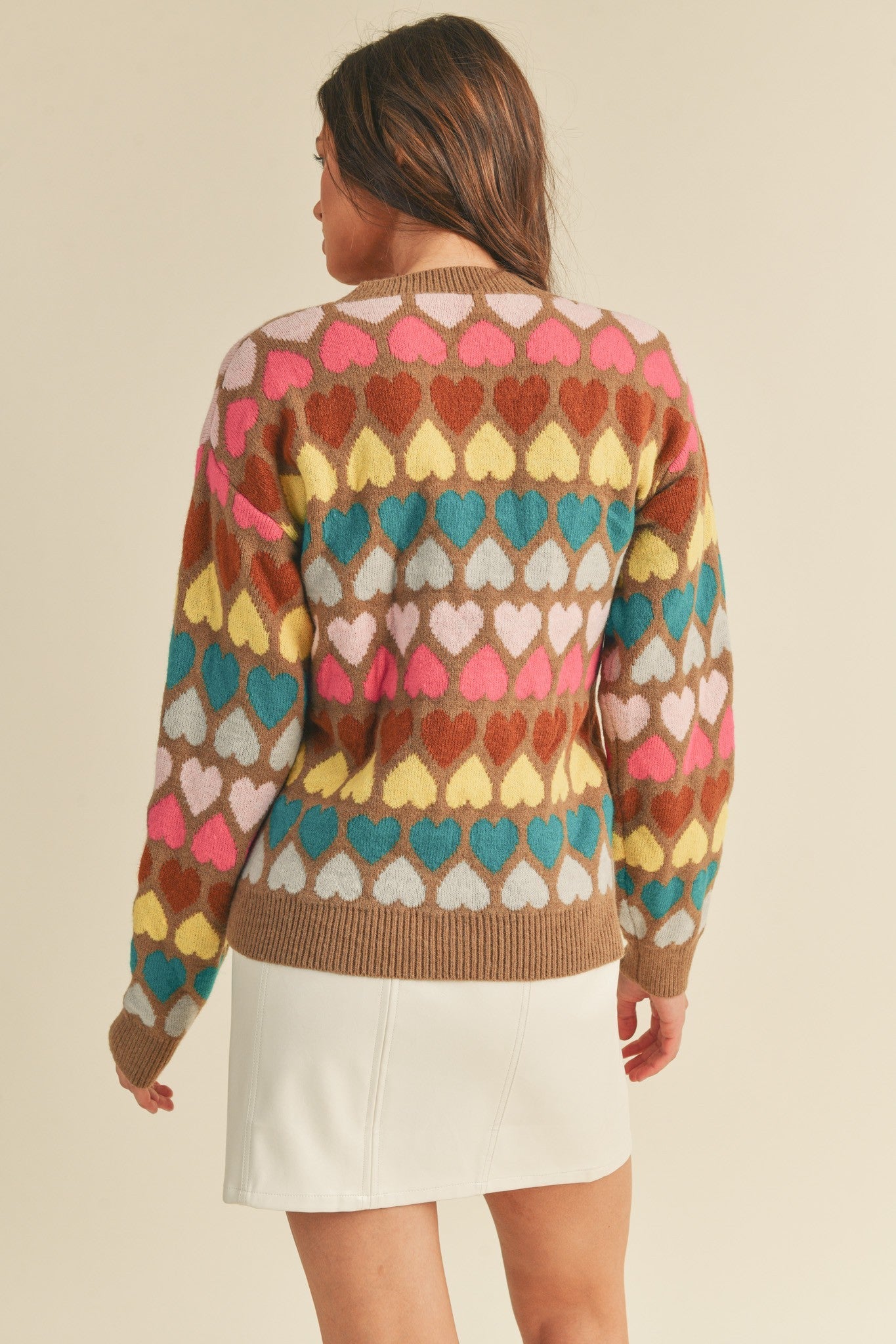 Mocha Multi Heart Sweater