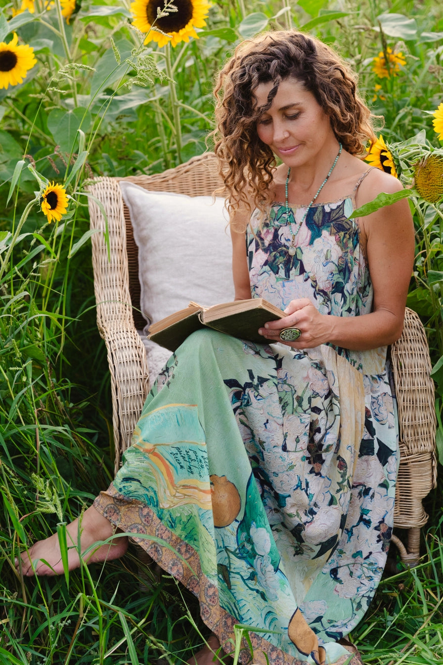 I Paint My Dream Van Gogh Maxi Slip Dress
