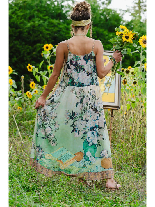 I Paint My Dream Van Gogh Maxi Slip Dress