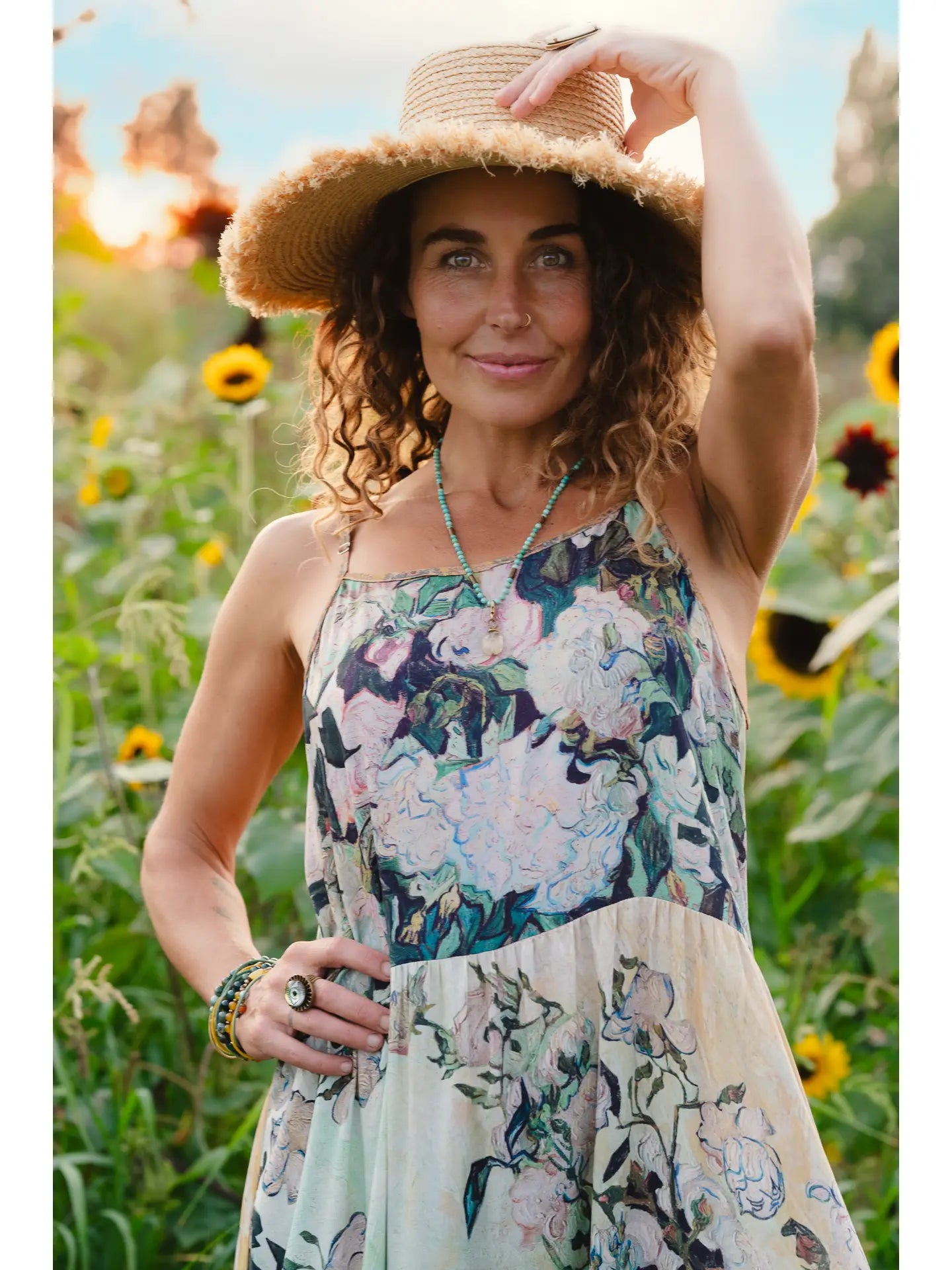 I Paint My Dream Van Gogh Maxi Slip Dress