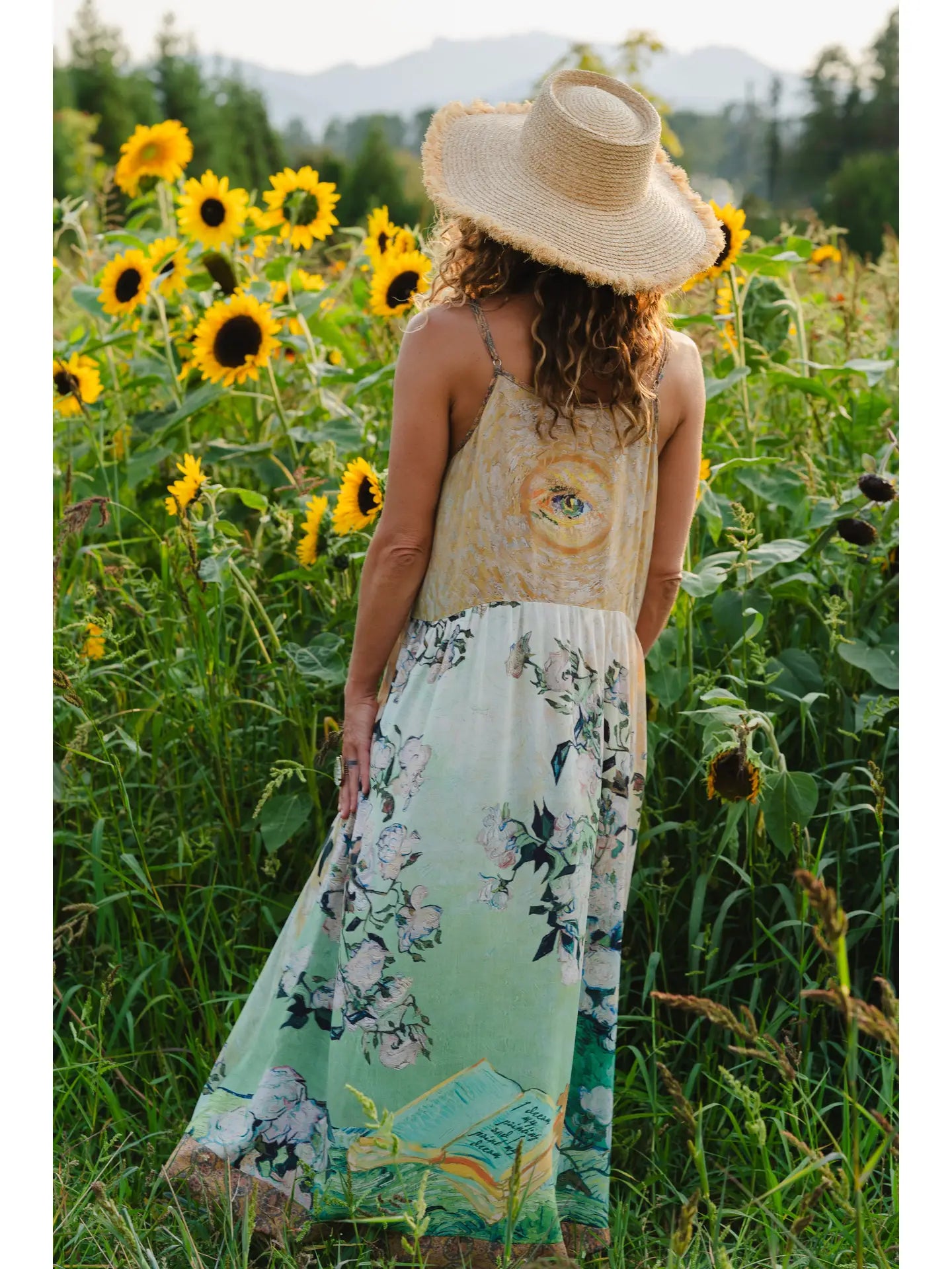 I Paint My Dream Van Gogh Maxi Slip Dress