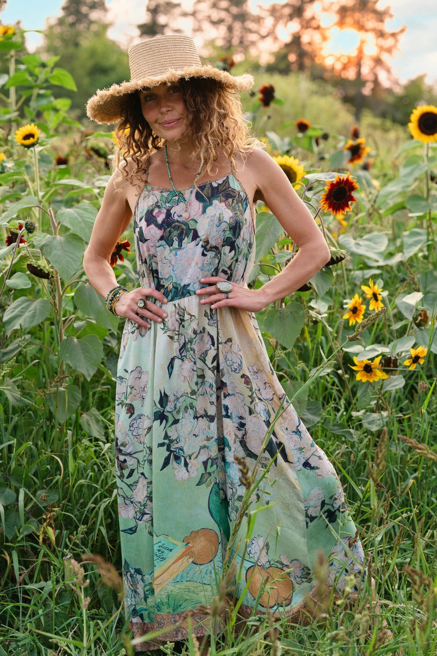I Paint My Dream Van Gogh Maxi Slip Dress