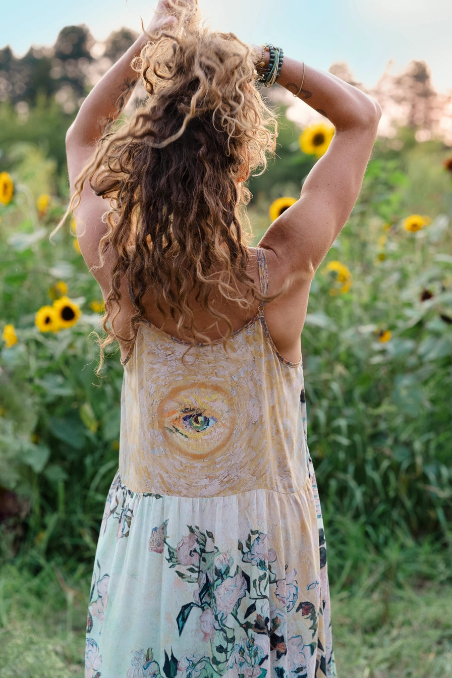 I Paint My Dream Van Gogh Maxi Slip Dress