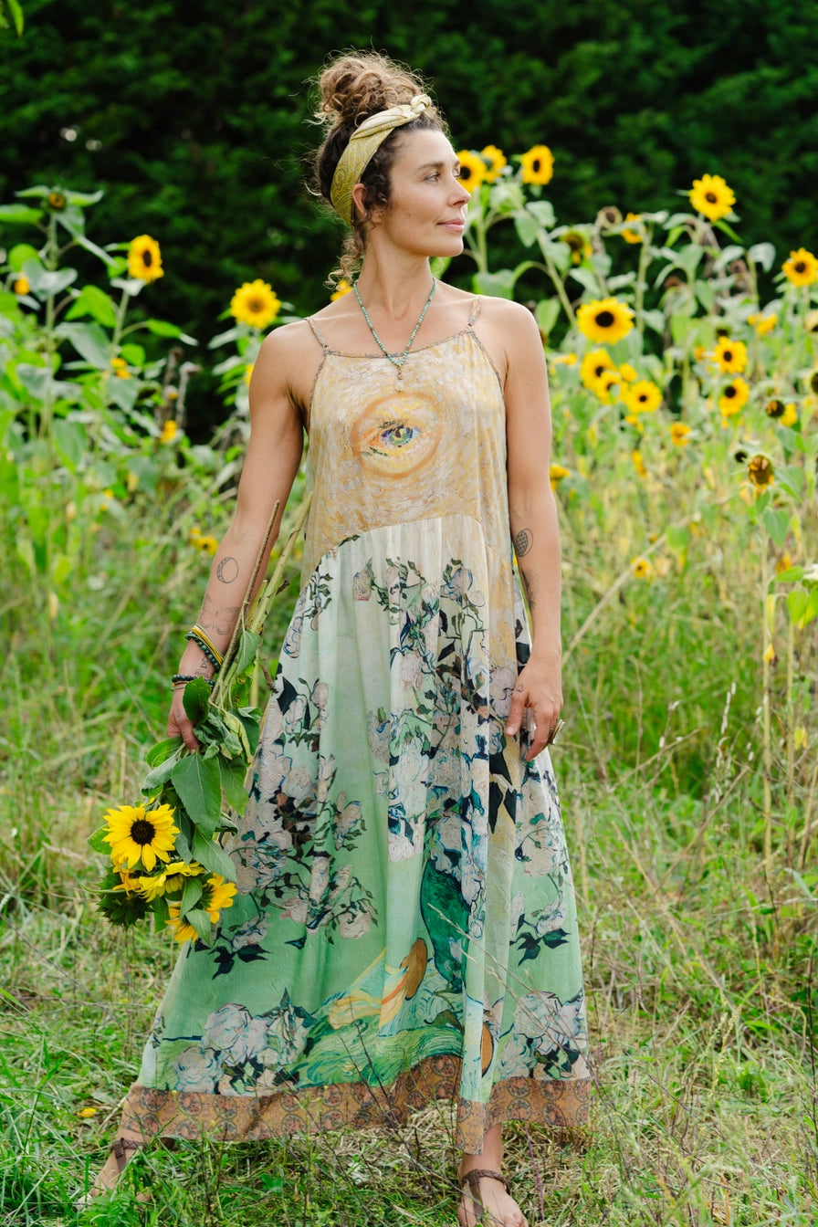 I Paint My Dream Van Gogh Maxi Slip Dress