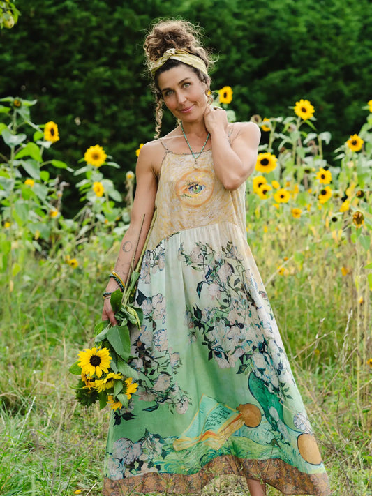 I Paint My Dream Van Gogh Maxi Slip Dress