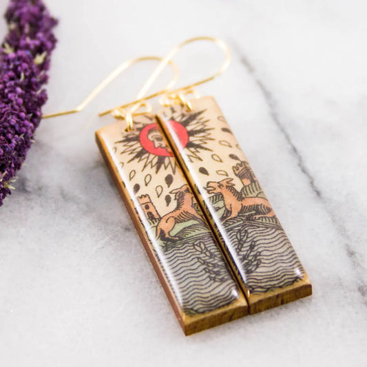 Italian Tarot Card Earrings- the Moon