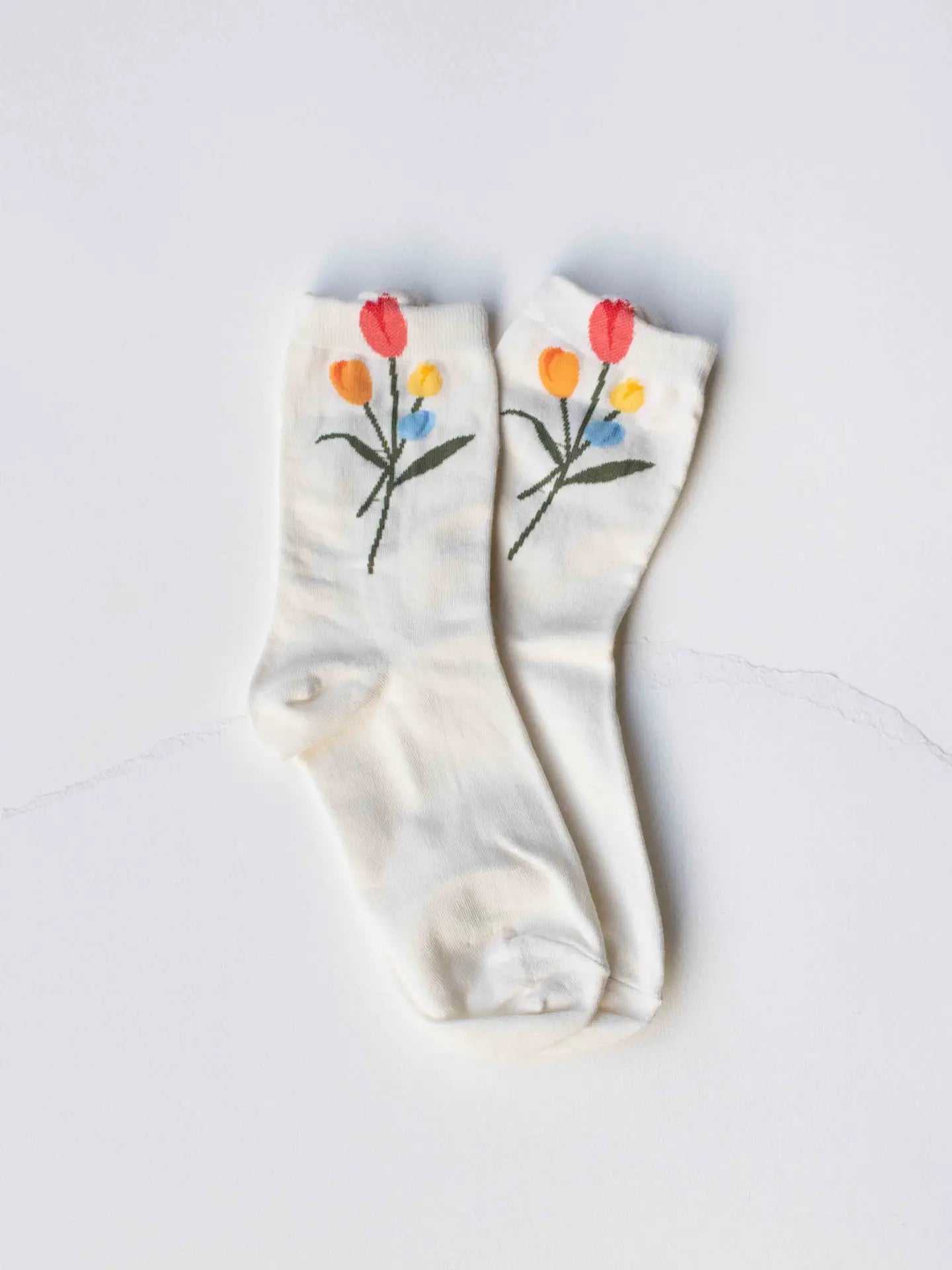 Ivory Tulip Bloom Socks