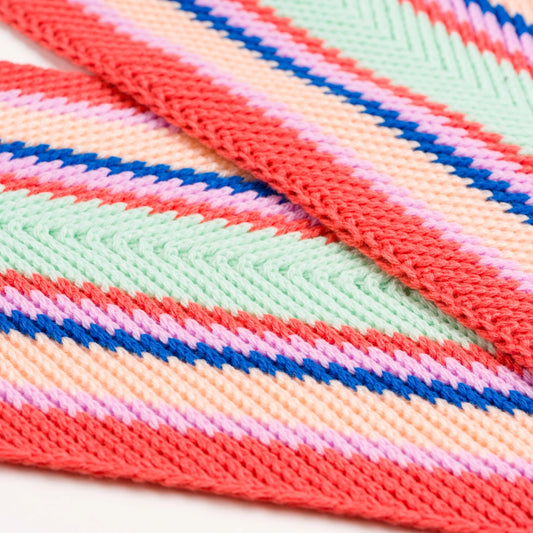 Jade Ribbon Striped Knit Scarf