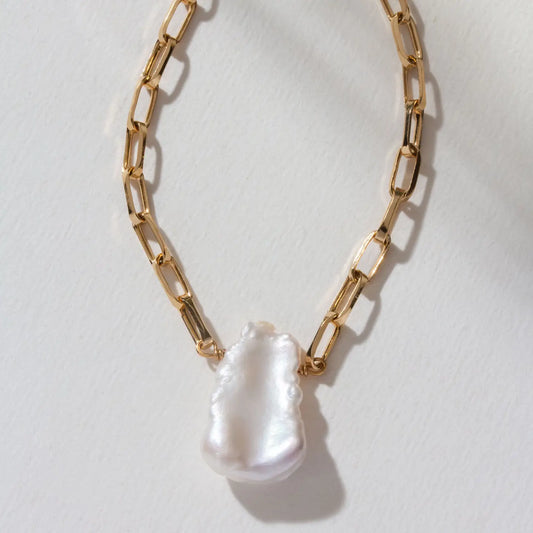 Keishi Pearl Paperclip Chain Necklace