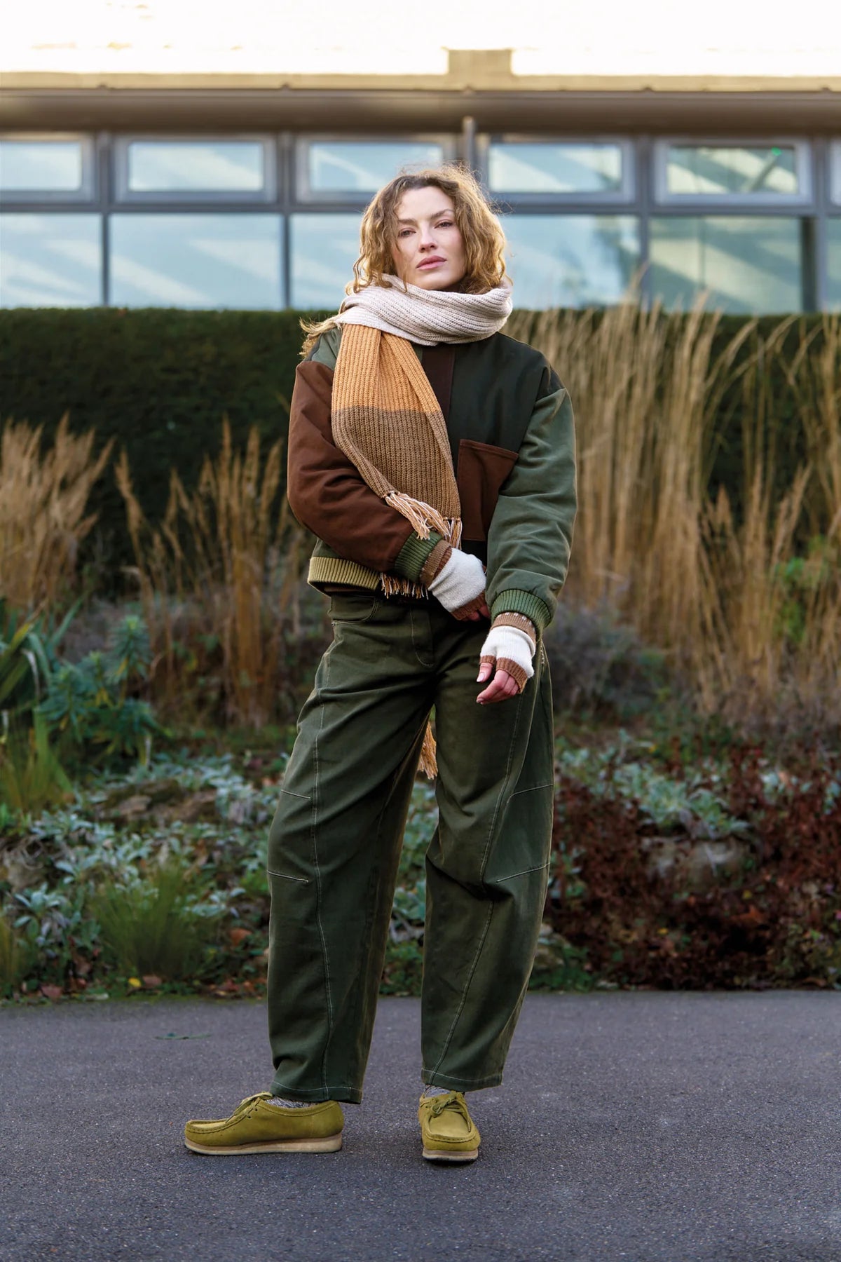 Khaki Olive Amelia Barrel Leg Trouser by Komodo
