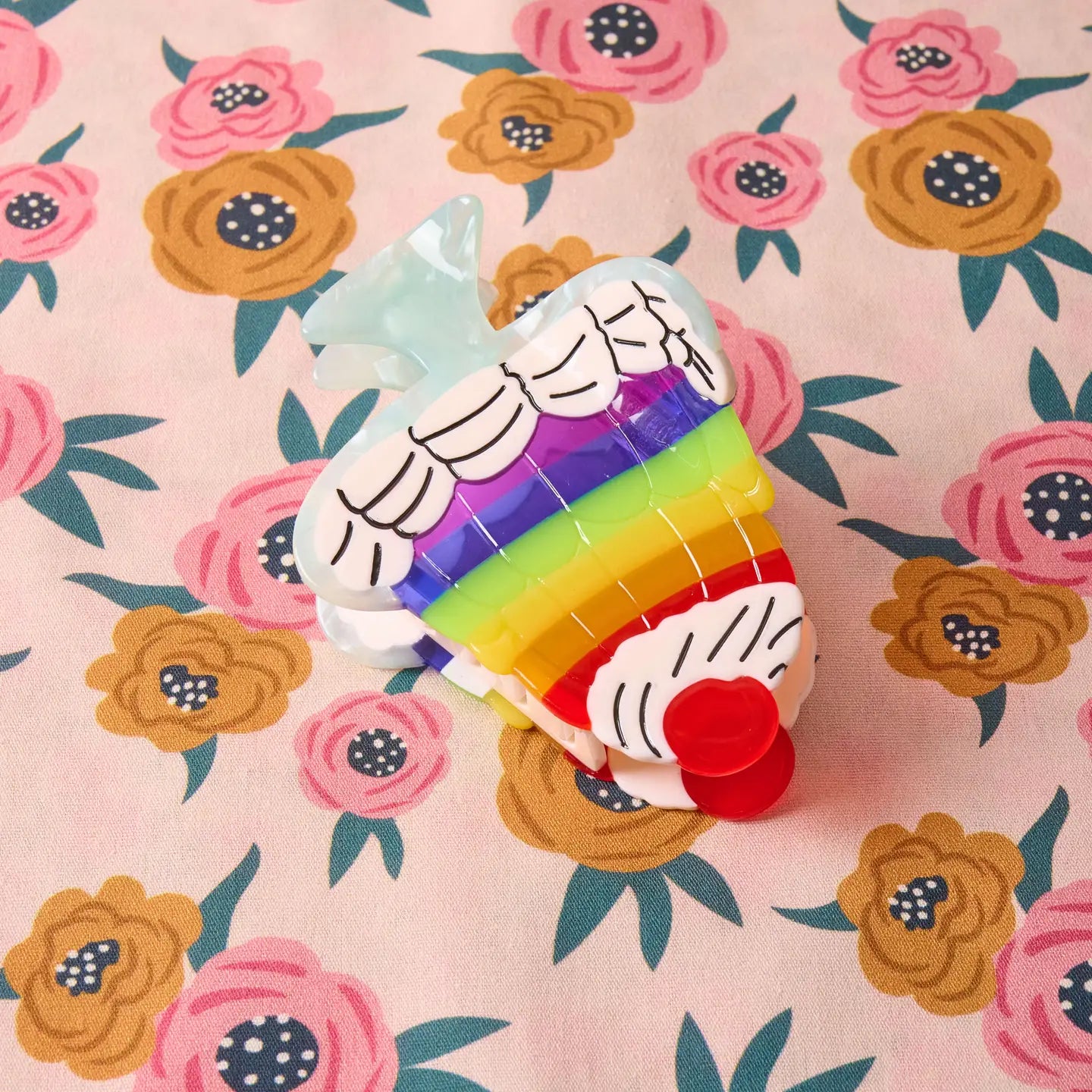Large Rainbow Jello Cake Hair Claw Clip
