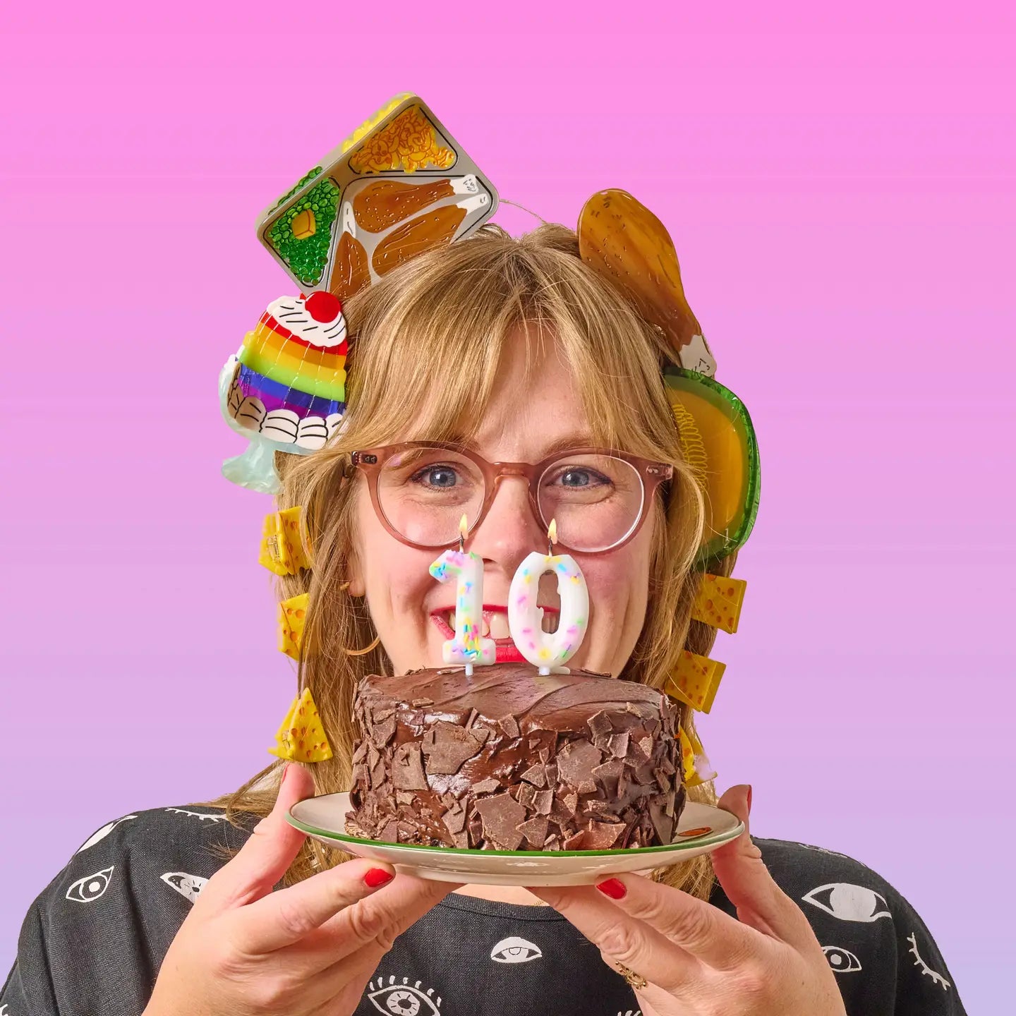 Large Rainbow Jello Cake Hair Claw Clip