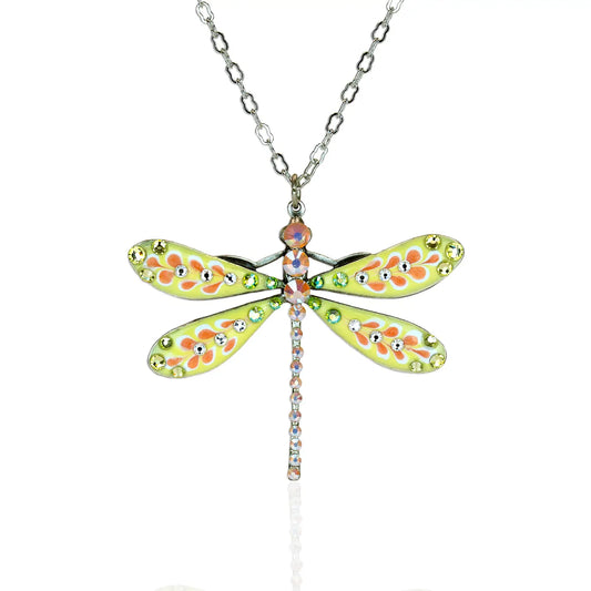Large Pastel Crystal Dragonfly Necklace