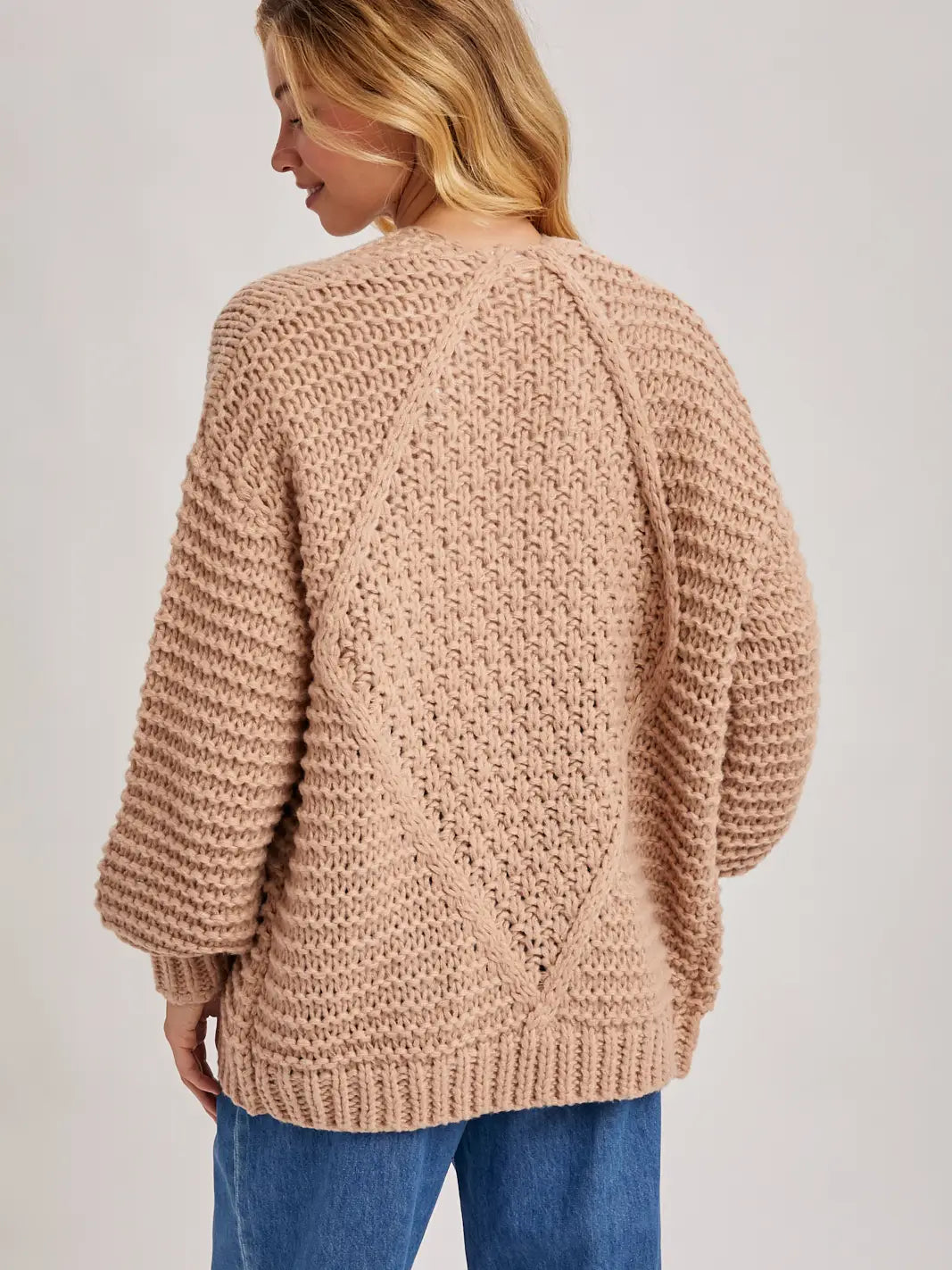 Latte Chunky Cable Knit Sweater Cardigan