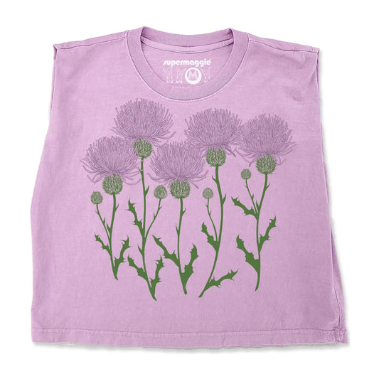 Lavender Thistles Maisie Heavyweight Muscle Tee