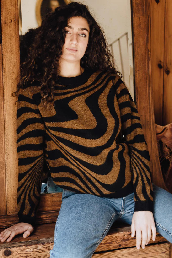 Black & Brown Waves Laverne Sweater