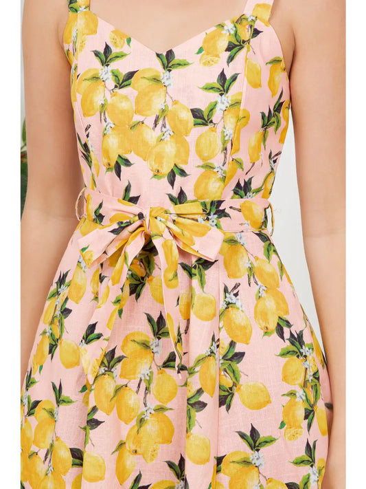 Lemon Print Retro Style Dress