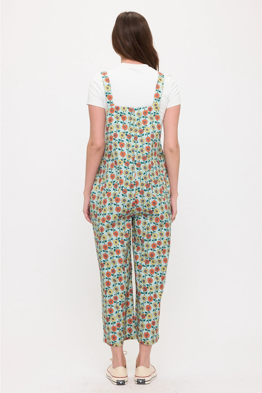 Light Blue Colorful Sunflower Overalls