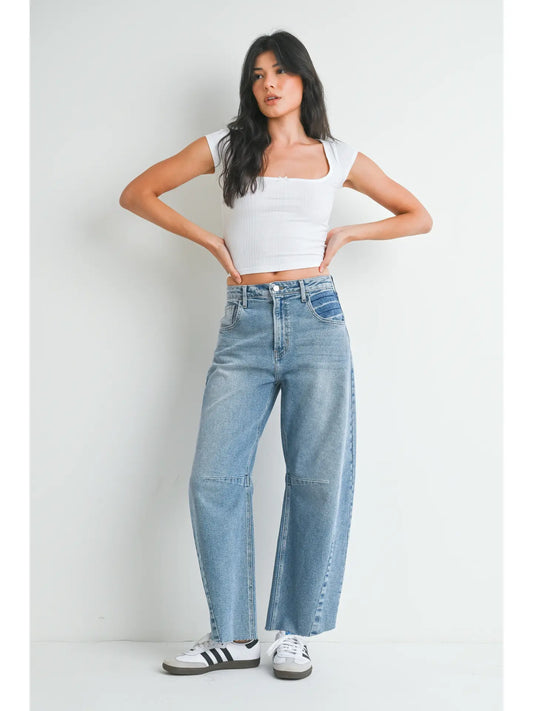 Light Wash Barrel Jeans