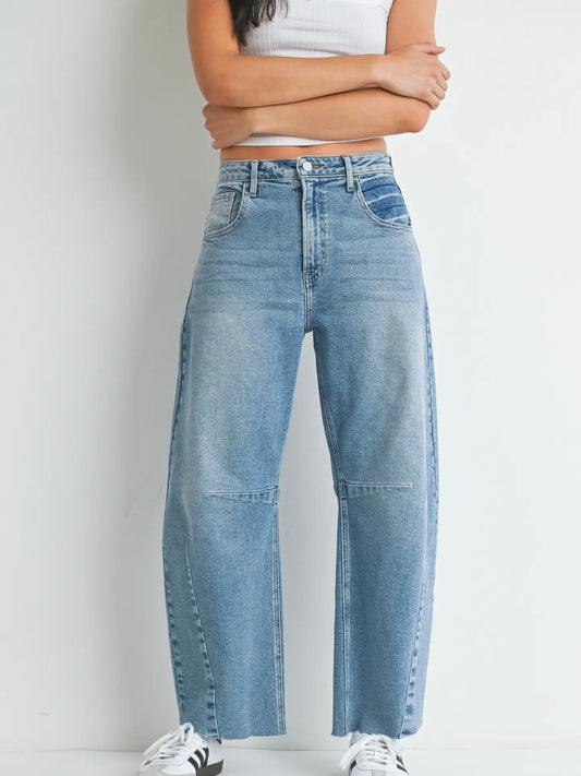 Light Wash Barrel Jeans