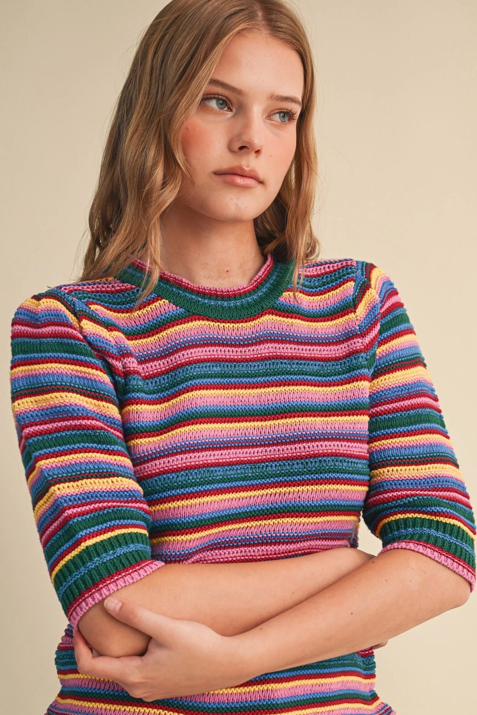 Lilac Green Mix Stripe Sweater