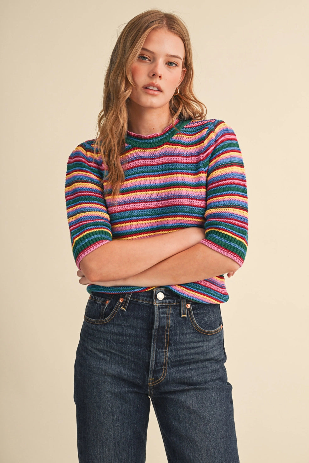 Lilac Green Mix Stripe Sweater