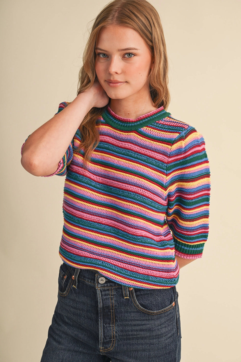 Lilac Green Mix Stripe Sweater