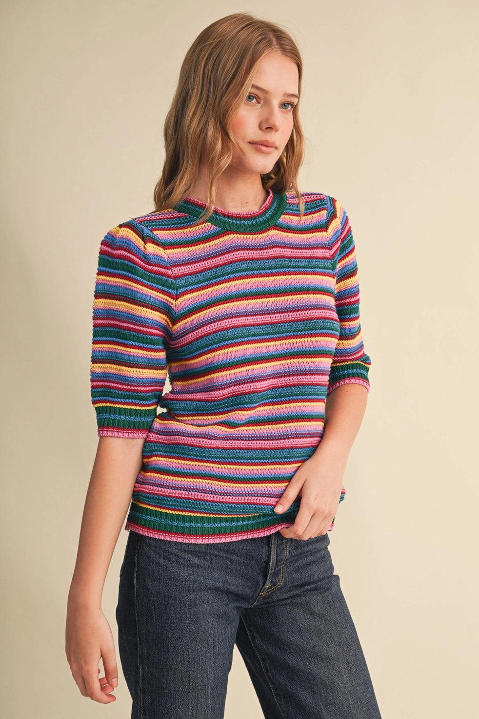 Lilac Green Mix Stripe Sweater