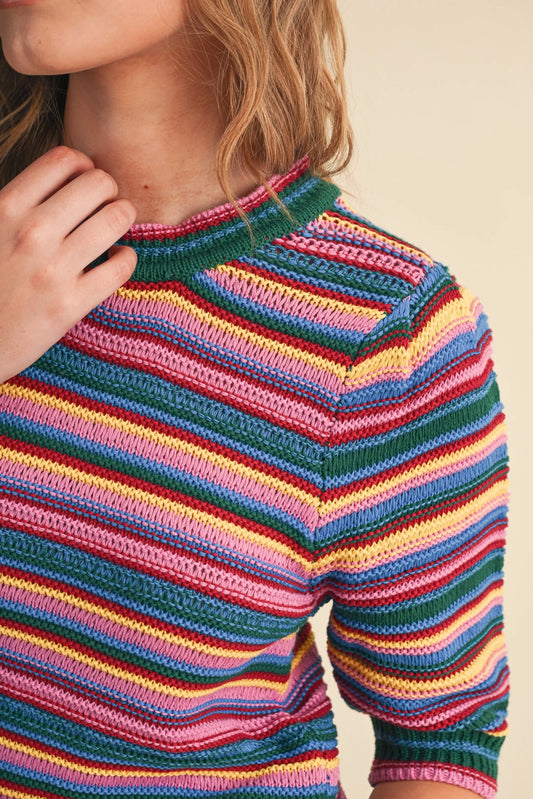 Lilac Green Mix Stripe Sweater