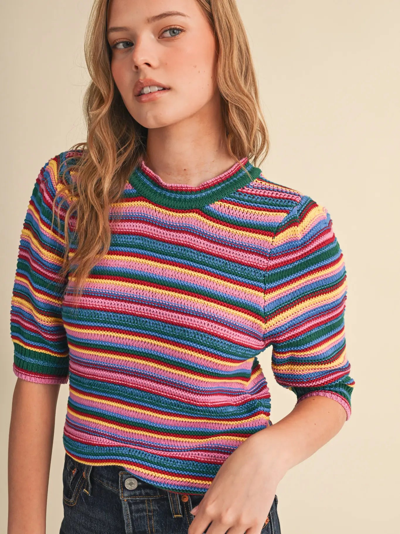 Lilac Green Mix Stripe Sweater