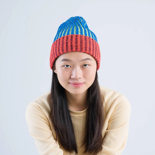 Lime Cobalt Big Stripe Beanie