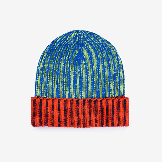 Lime Cobalt Big Stripe Beanie