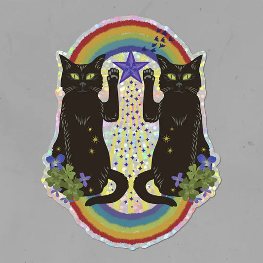 Luck Cats Holographic Glitter Sticker