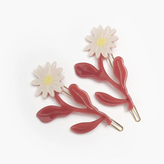 Marguerite Daisy Flower Set/2 Barrettes